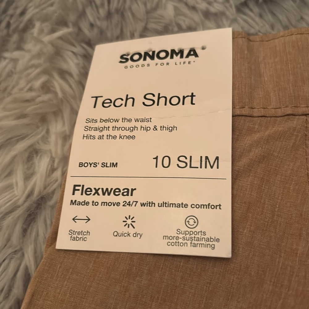 💕5/25💕NWT Boys Sz 10 slim Sonoma Flexwear Tech Cargo Short - Picture 3 of 7